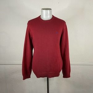 Polo Ralph Lauren Sweater Mens L Red Blue Pony Crew Neck Knit‎ Cotton